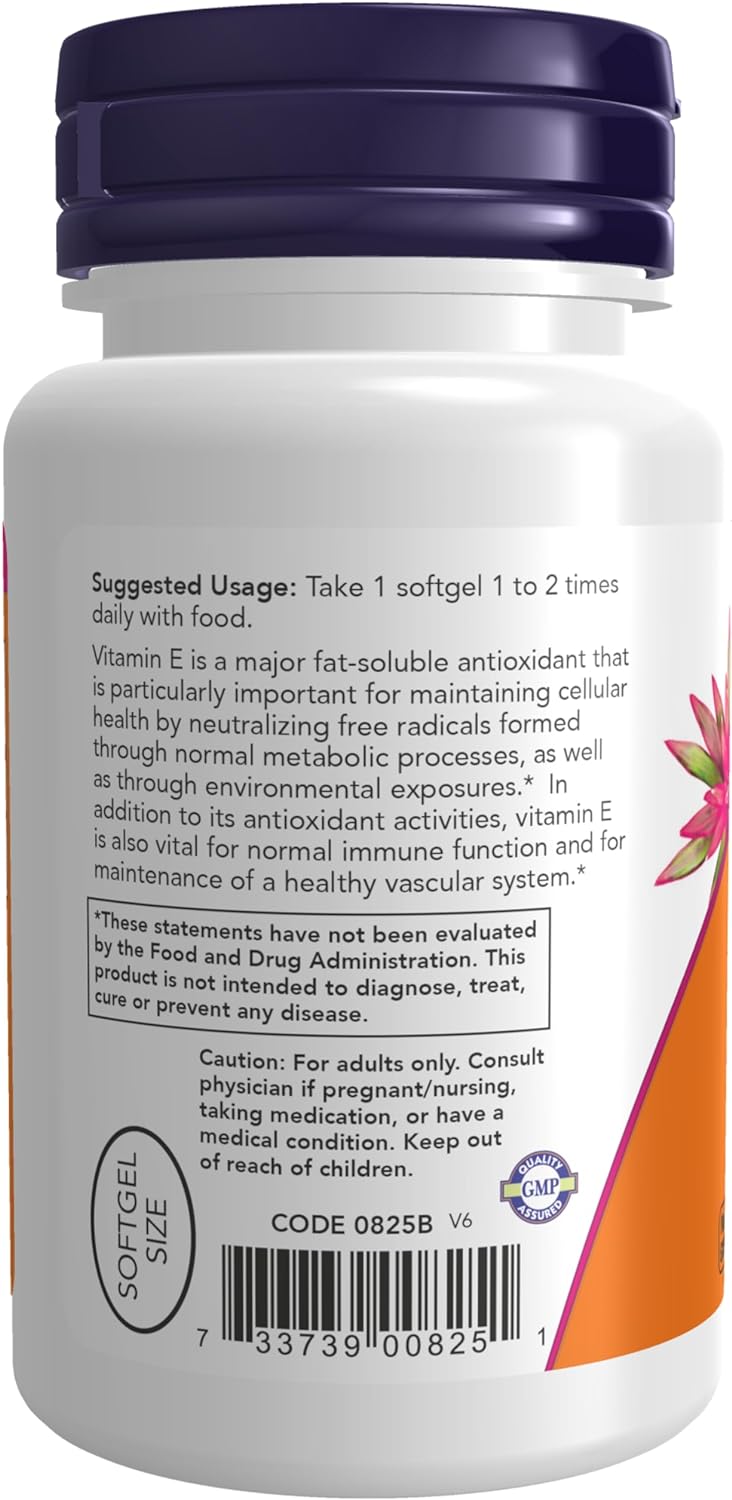 NOW Foods Vitamin E-200, 100 Softgels 24Hr Smart